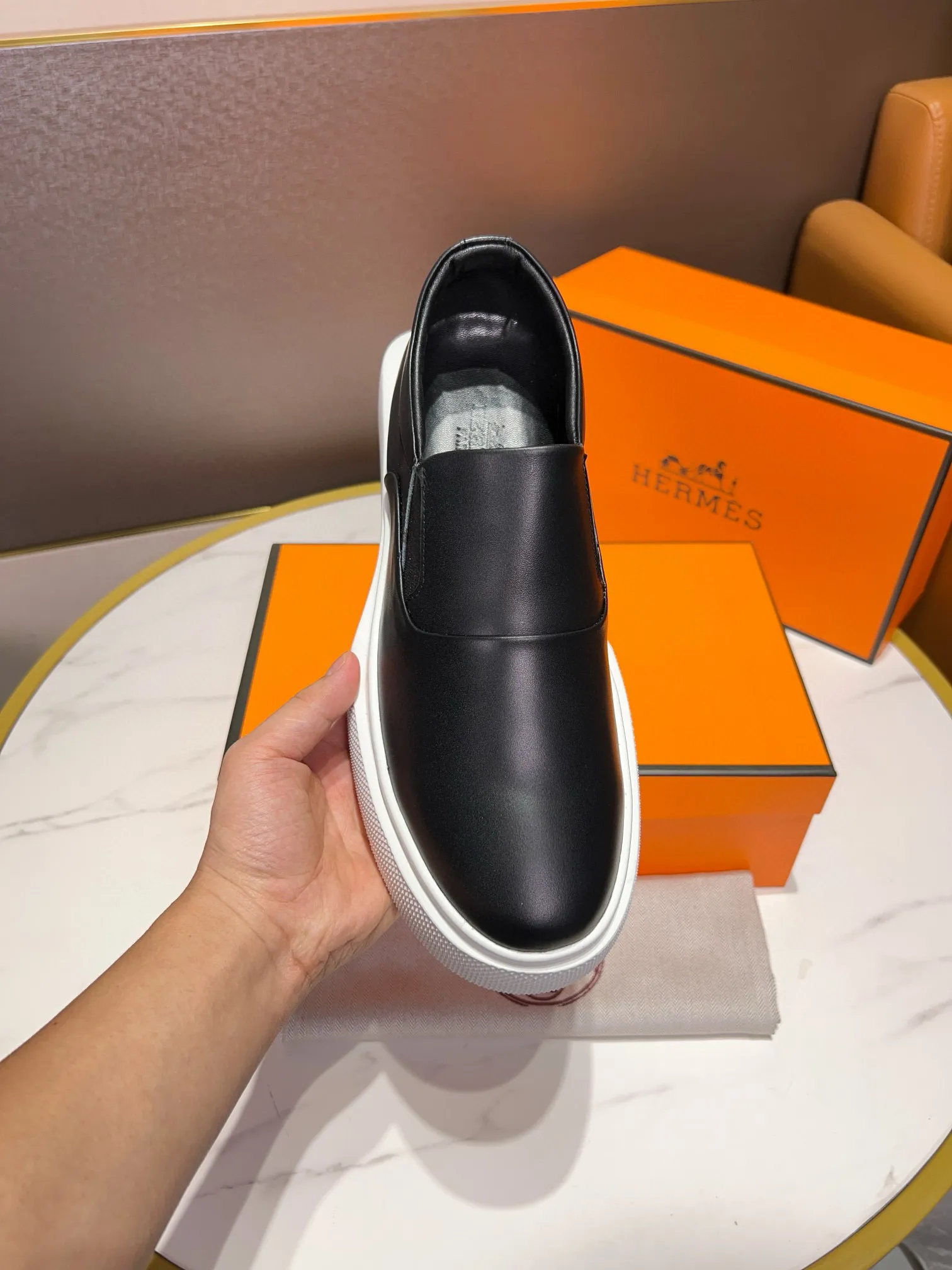 Factory price: 438💰[HERMES] Hermès - high-end quality original order 🔍🔍new product from men's counter uppers imported from Italy cowhide, sheepskin lining soles: original factory special soles, exclusive movable molded soles super comfortable, original factory follow-up goods - super high quality control·fine workmanship: highlighted (high-end·nobility·grade) -Size: 38-44 (45 can be customized)·